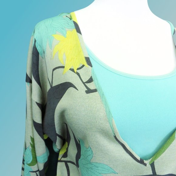 Green Yellow and Aqua Top by Designer Emilio Pucci Floral Knit Tunic .…425 - Picture 7 of 14